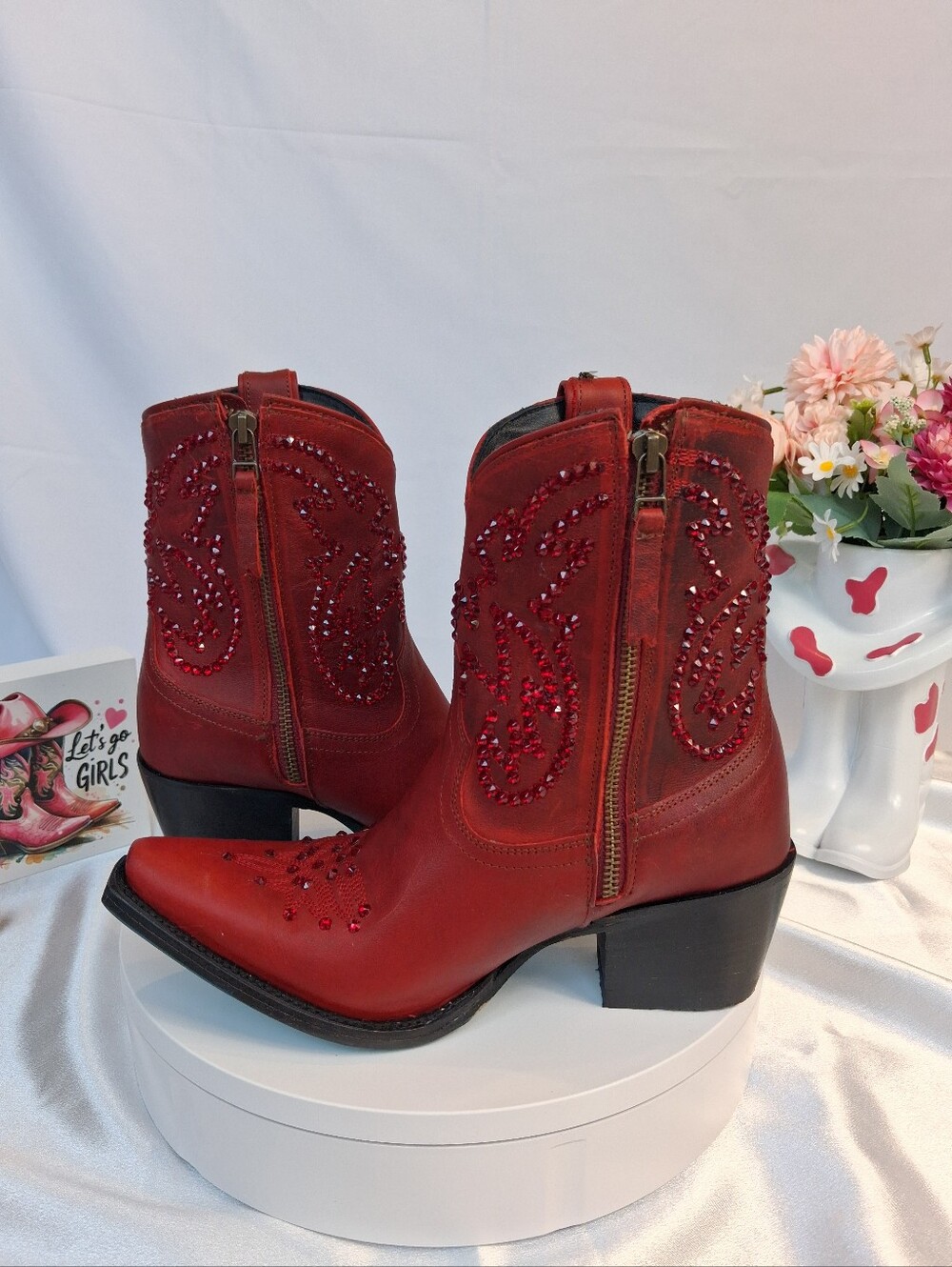 LANE Smokeshow Cowgirl Boots W/ SWAROVSKI Crystals 7.5 - Picture 6 of 11